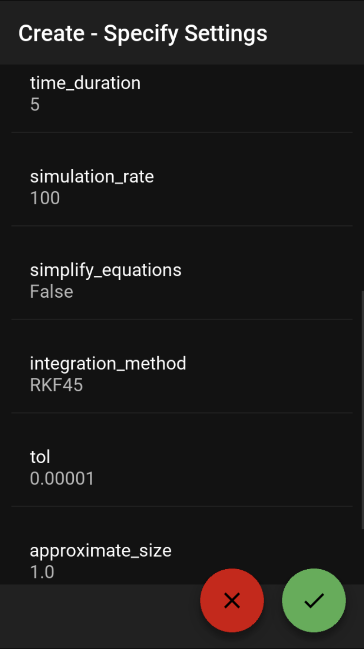 Create screen, bottom
