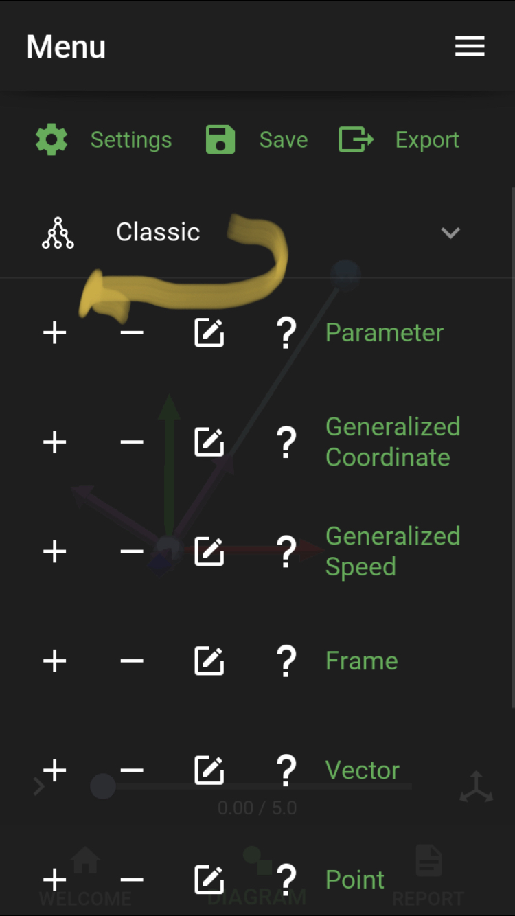 Classic menu