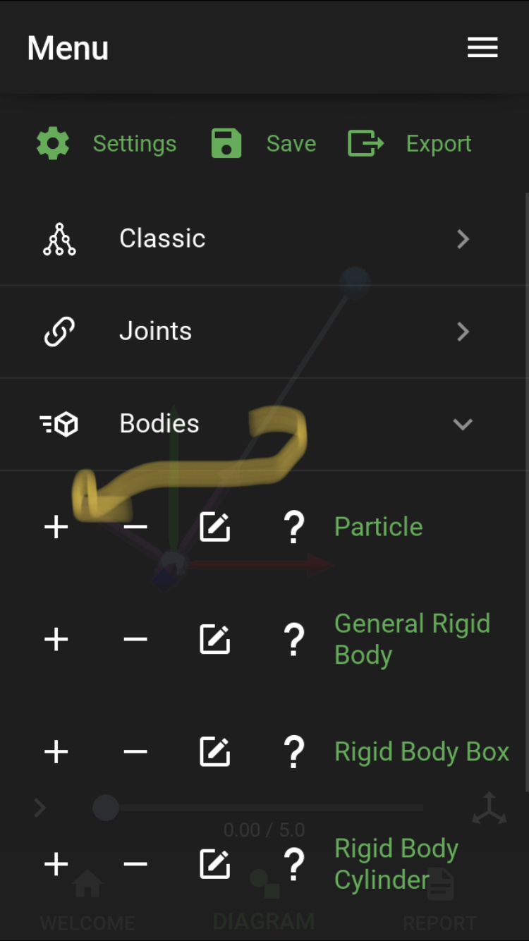 Bodies menu